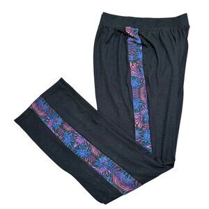 Retreat by Rhonda Shear Womens Size M Black w/Tropical Panels Knit Lounge Pants